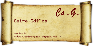 Csire Géza névjegykártya